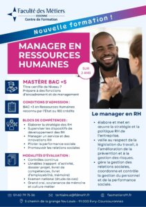 Flyer annonce nouvelle formation : MASTER manager en Ressources humaines